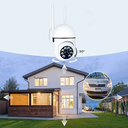 Cámara de Seguridad WiFi PTZ 8MP — Visión Nocturna, 360°, Seguimiento Automático