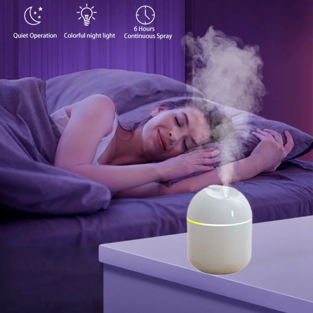 Humidificador 3 en 1 con Luz LED y Difusor de Aromas — 270ml USB