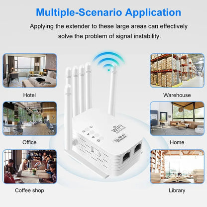 Repetidor WiFi Doble Banda 1200 Mbps — Amplificador 2.4GHz y 5GHz, 6 Antenas
