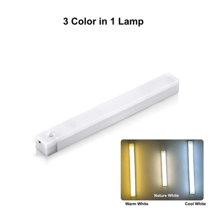 Barra LED con Sensor de Movimiento — Recargable USB-C, 3 Tonos de Luz