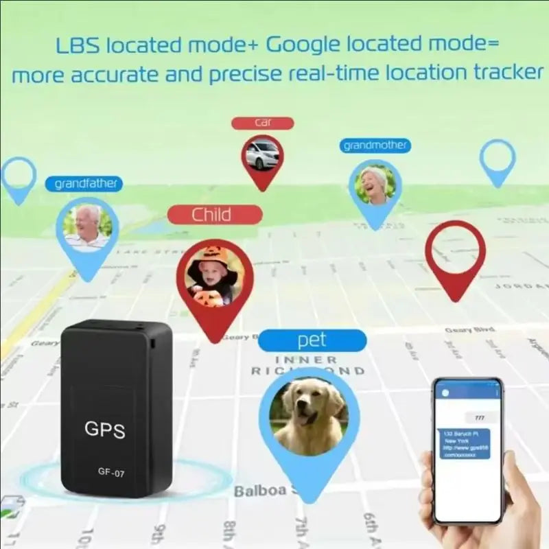 Localizador GPS Magnético para Coche GF07 — Rastreo en Tiempo Real con App